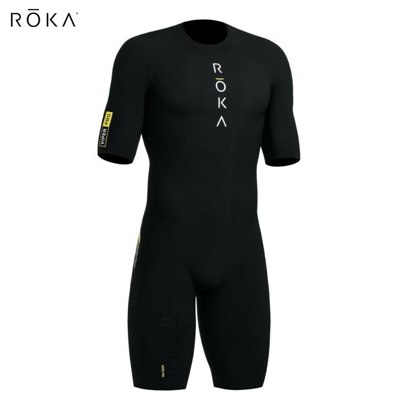 ROKA ロカ Viper Pro Short Sleeve Black/Acid Lime メンズ・バイパー プロ ショートスリーブ　スイムスキン男性用スイムスキン（半袖タイプ／中上級モデル）|スイ