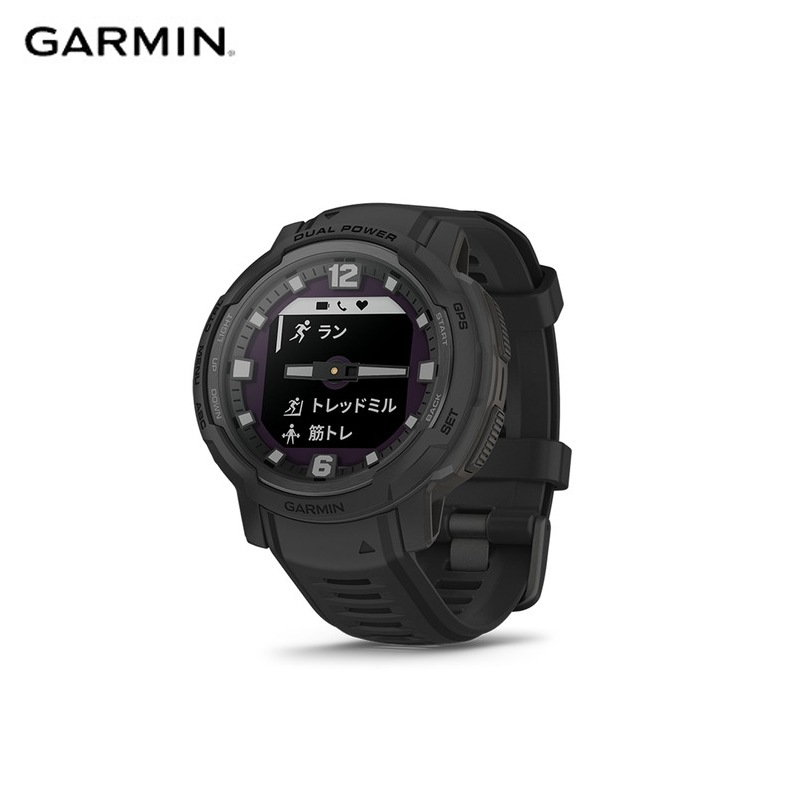 Garmin ガーミン Instinct Crossover Dual Power (ソーラー充電対応) Tactical Edition Black  ハイブリッドタフネスGPSウォッチ|スポーツウ