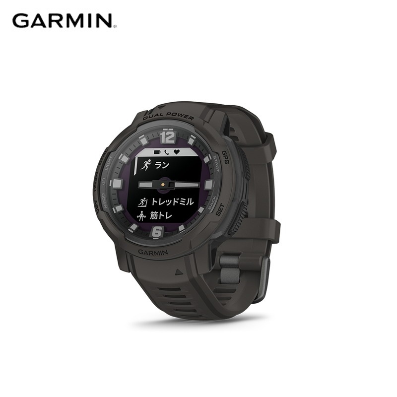 Garmin ガーミン Instinct Crossover Dual Power (ソーラー充電対応) Graphite  ハイブリッドタフネスGPSウォッチ|スポーツウォッチ|トライアスロン用品