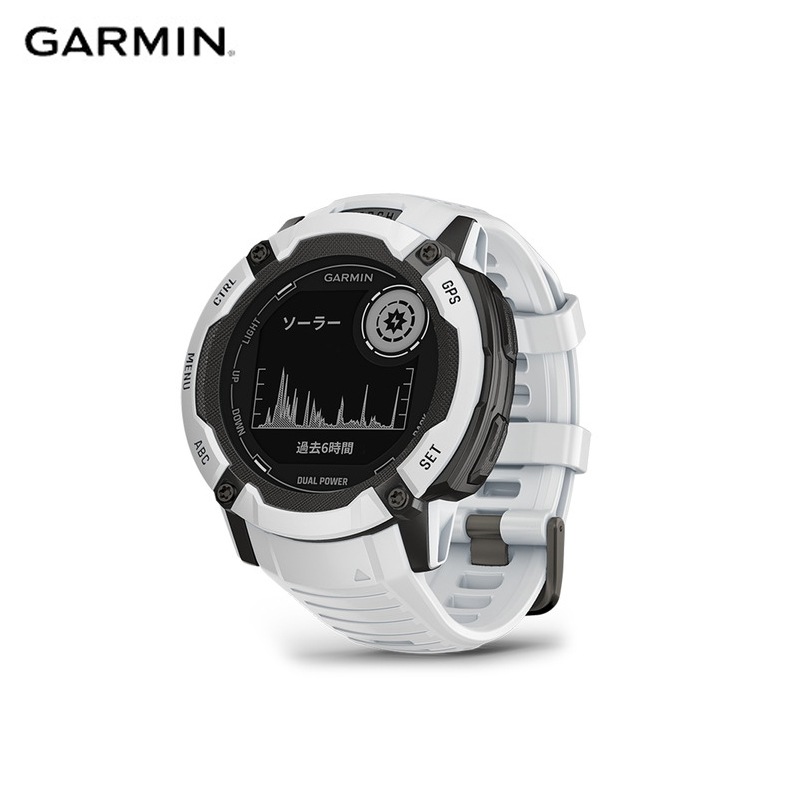 Garmin ガーミン Instinct 2X Dual Power (ソーラー充電対応) Whitestone  タフネスGPSウォッチ|スポーツウォッチ|トライアスロン用品