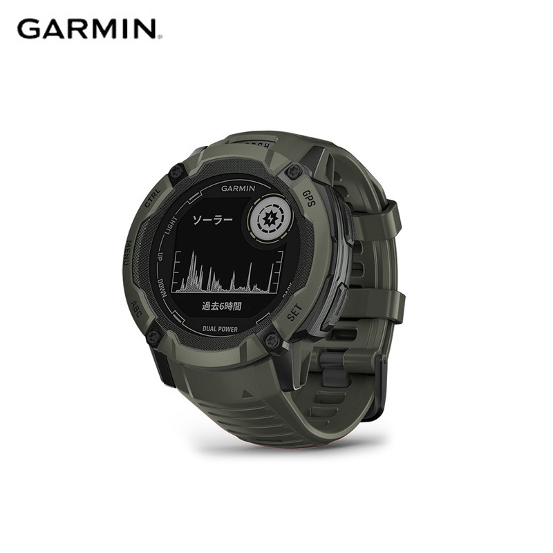 Garmin ガーミン Instinct 2X Dual Power (ソーラー充電対応) Moss  タフネスGPSウォッチ|スポーツウォッチ|トライアスロン用品