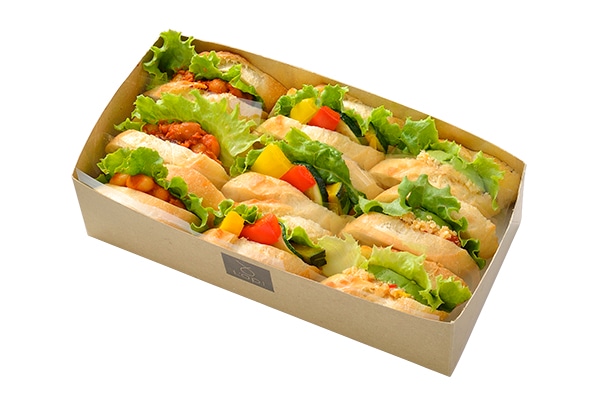 H-07.ハーフサイズBOX 野菜たっぷり３種のバケットサンドイッチ