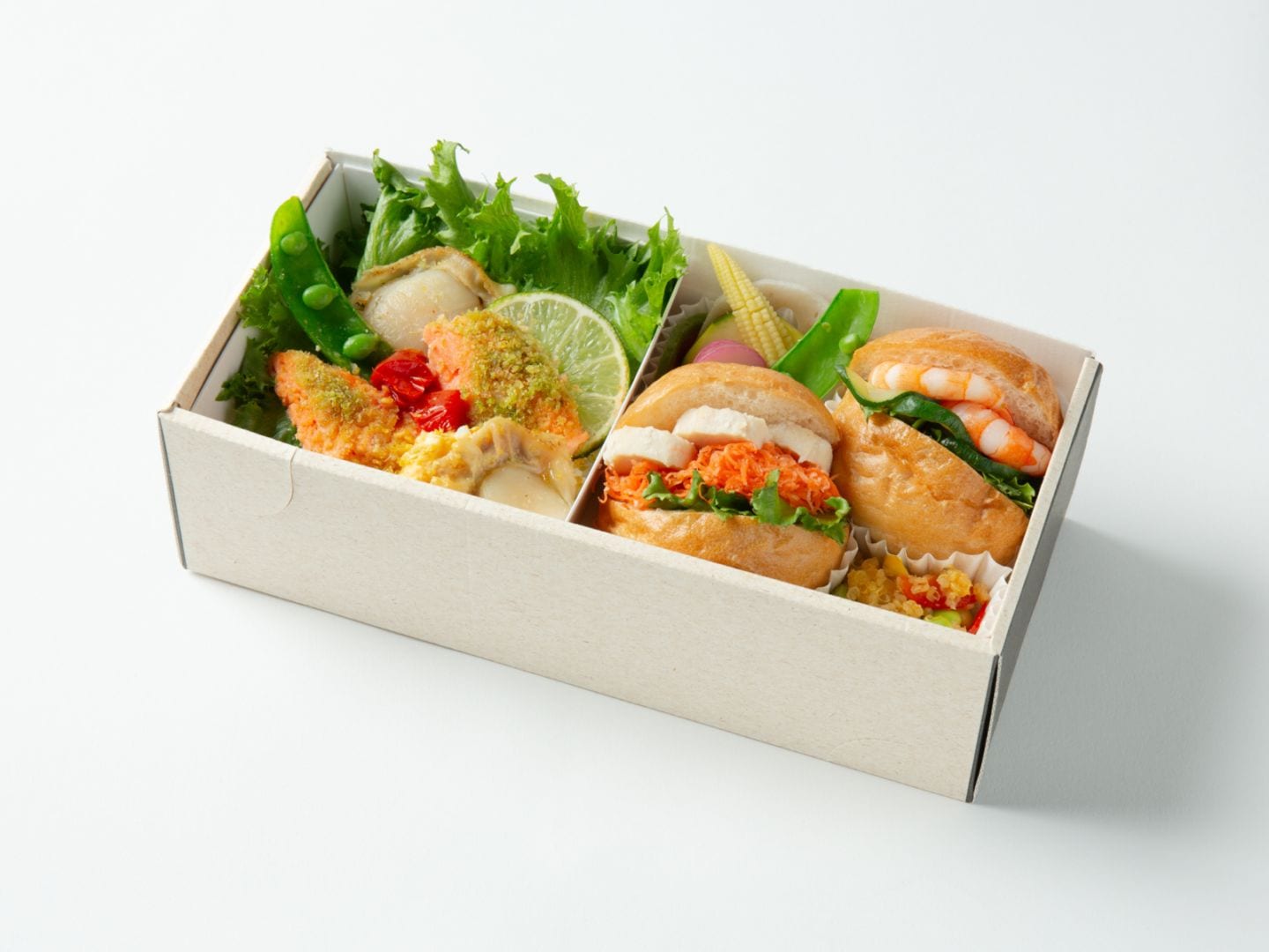 【L'apiミールボックス02】ホタテとサーモンの香草パン粉焼き