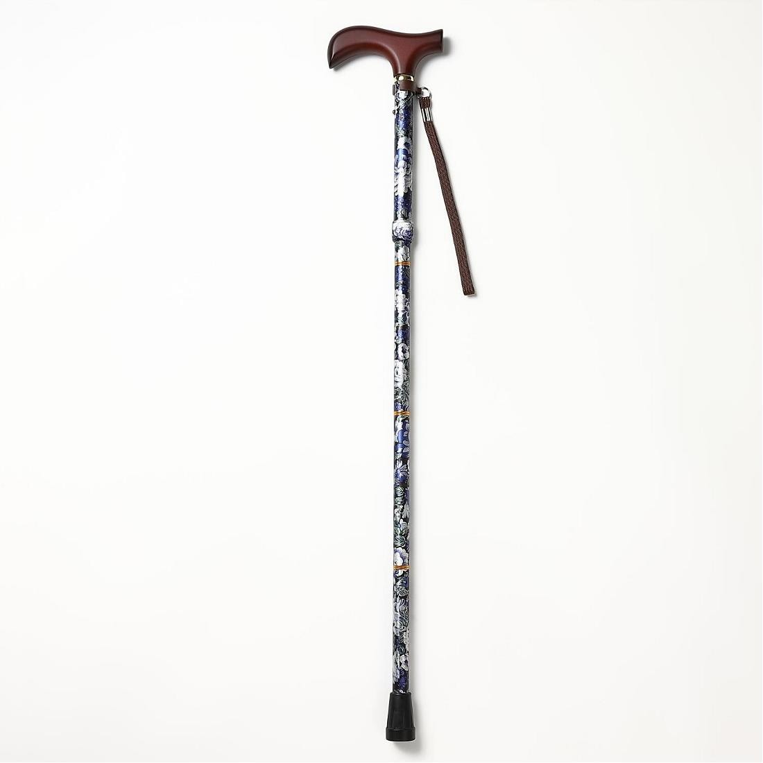 夢ライフステッキ 柄杖折りたたみ伸縮杖 花バイオレット