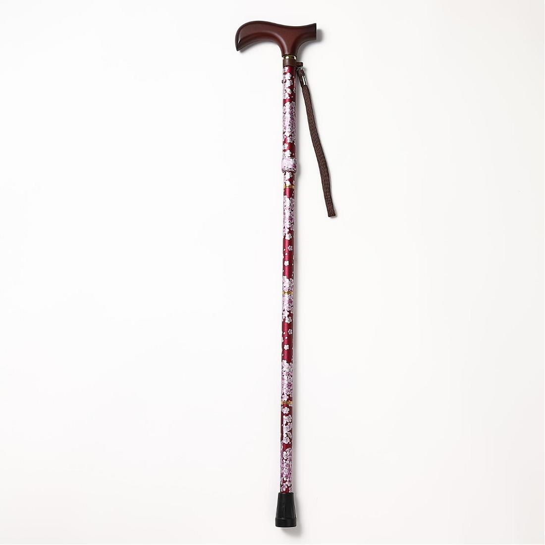 夢ライフステッキ 柄杖折りたたみ伸縮杖 桜ワイン