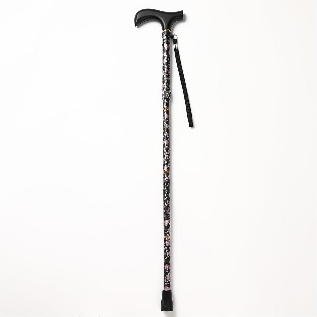 夢ライフステッキ 柄杖折りたたみ伸縮杖 桜ブラック | 歩行サポート,杖