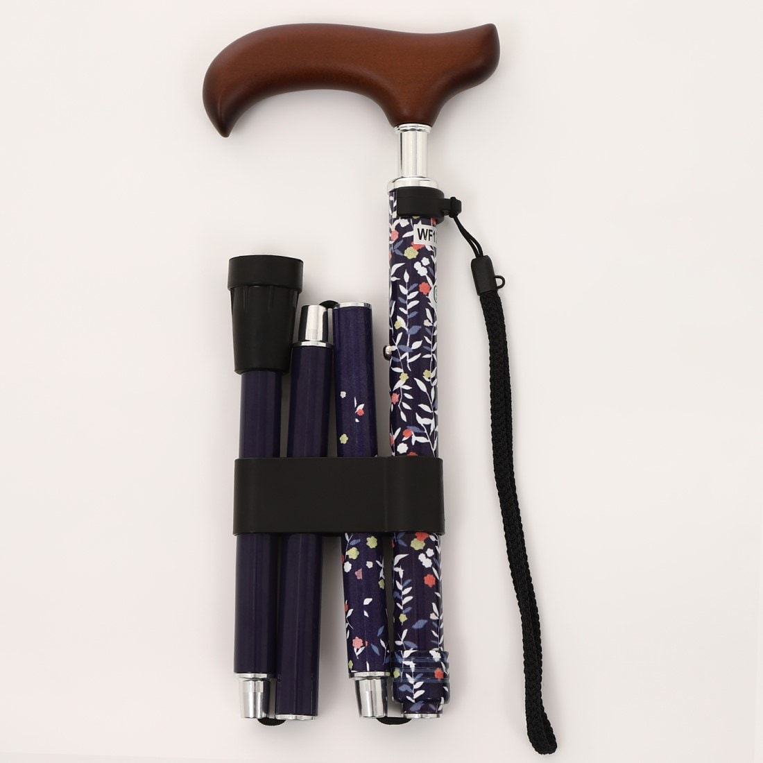 夢ライフステッキ スリムネック折畳杖スリムタイプ(柄) リーフネイビー