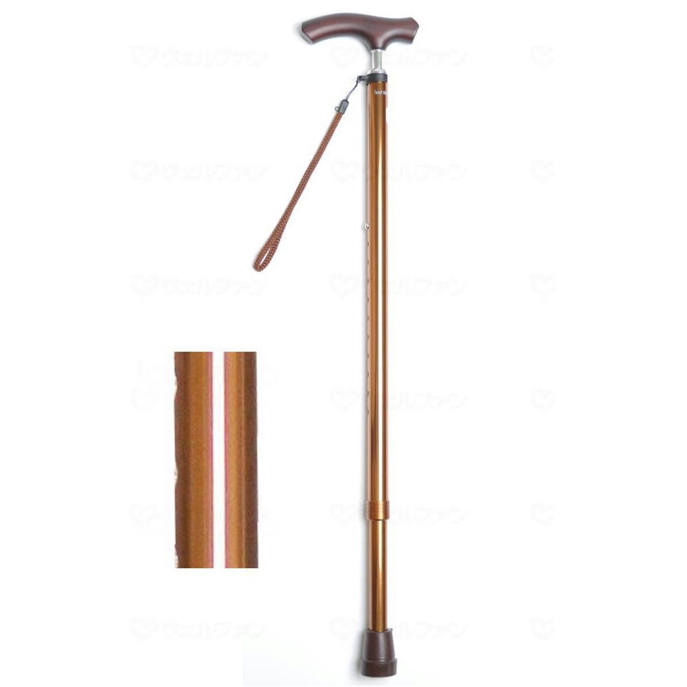 夢ライフステッキ スリムネック伸縮ベーシックタイプ(無地) ブラウン