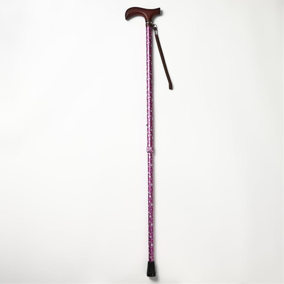 夢ライフステッキ 柄杖伸縮型(スリムタイプ) 小花ピンク