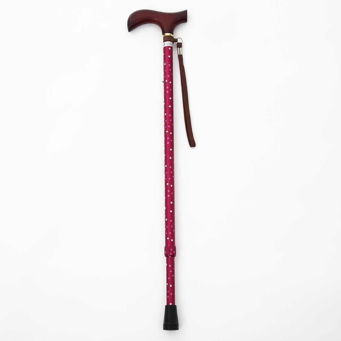 夢ライフステッキ 柄杖伸縮型(スリムタイプ) 小花ワイン