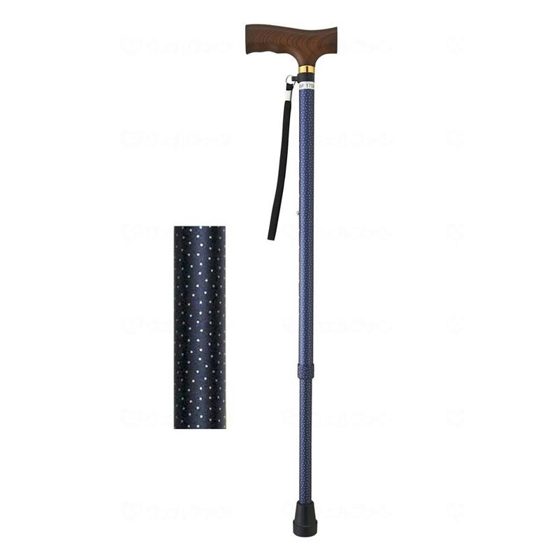 夢ライフステッキ 柄杖伸縮型(ベーシックタイプ) ネイビードット
