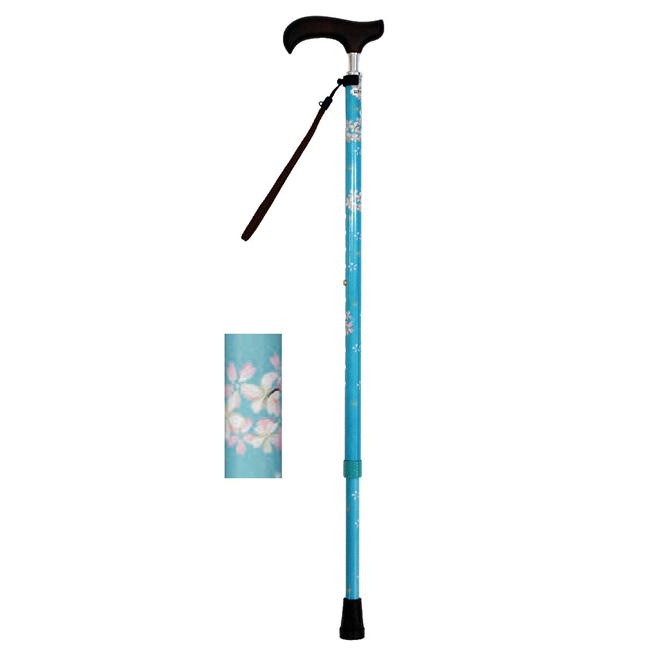 夢ライフステッキ スリムネック伸縮杖スリムタイプ(柄) ブルーチェリー