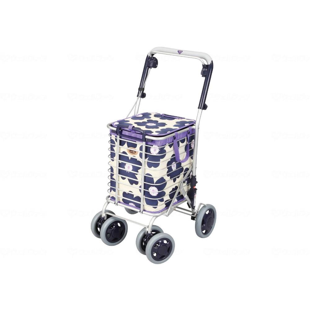 アルミワイヤーカート 花柄青