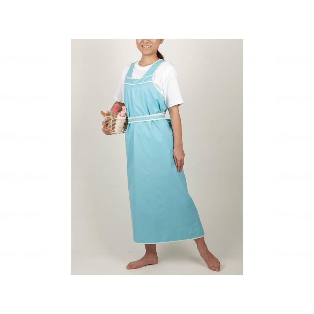入浴ケアか～るいエプロン2 ターコイズブルー M