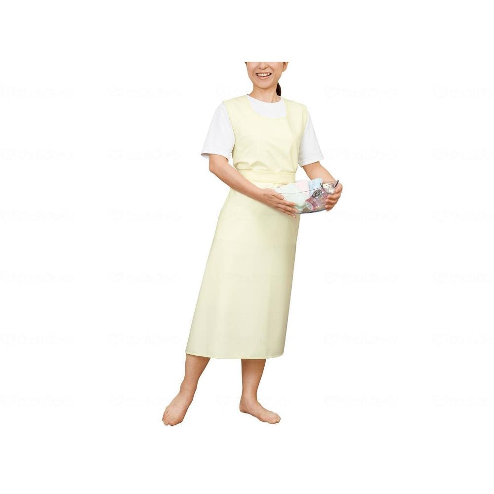 入浴介助エプロン ひもタイプ クリーム LL