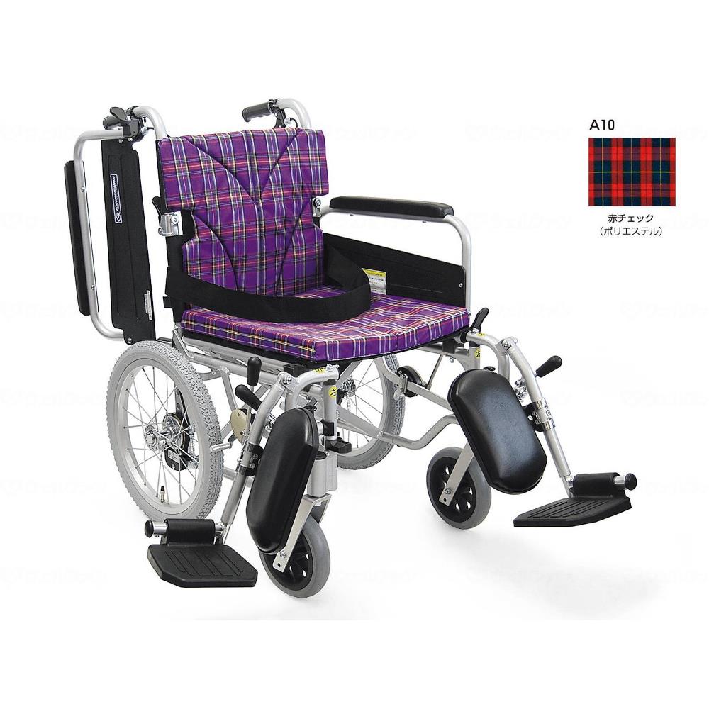 簡易モジュール介助用 中床タイプ 車いす 赤チェック 座幅38cm