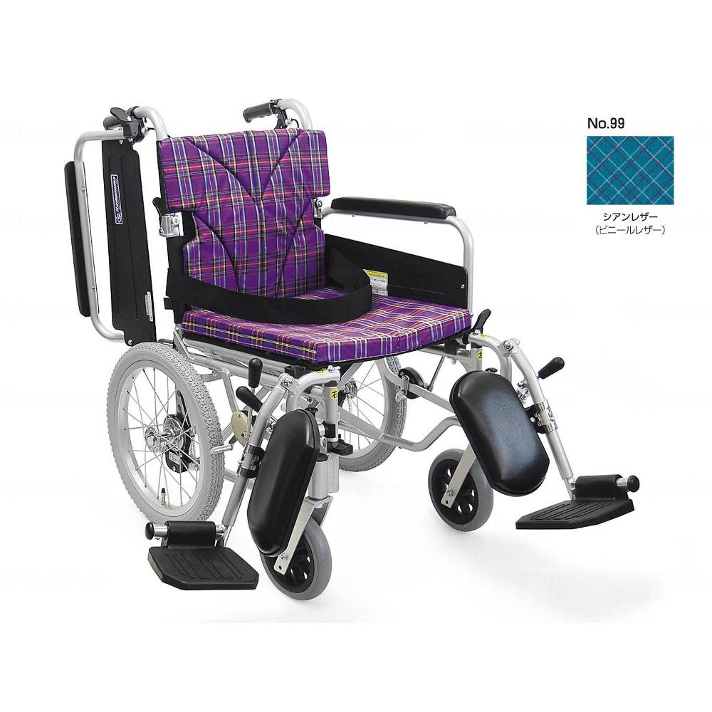 簡易モジュール介助用 中床タイプ 車いす シアンレザー 座幅42cm