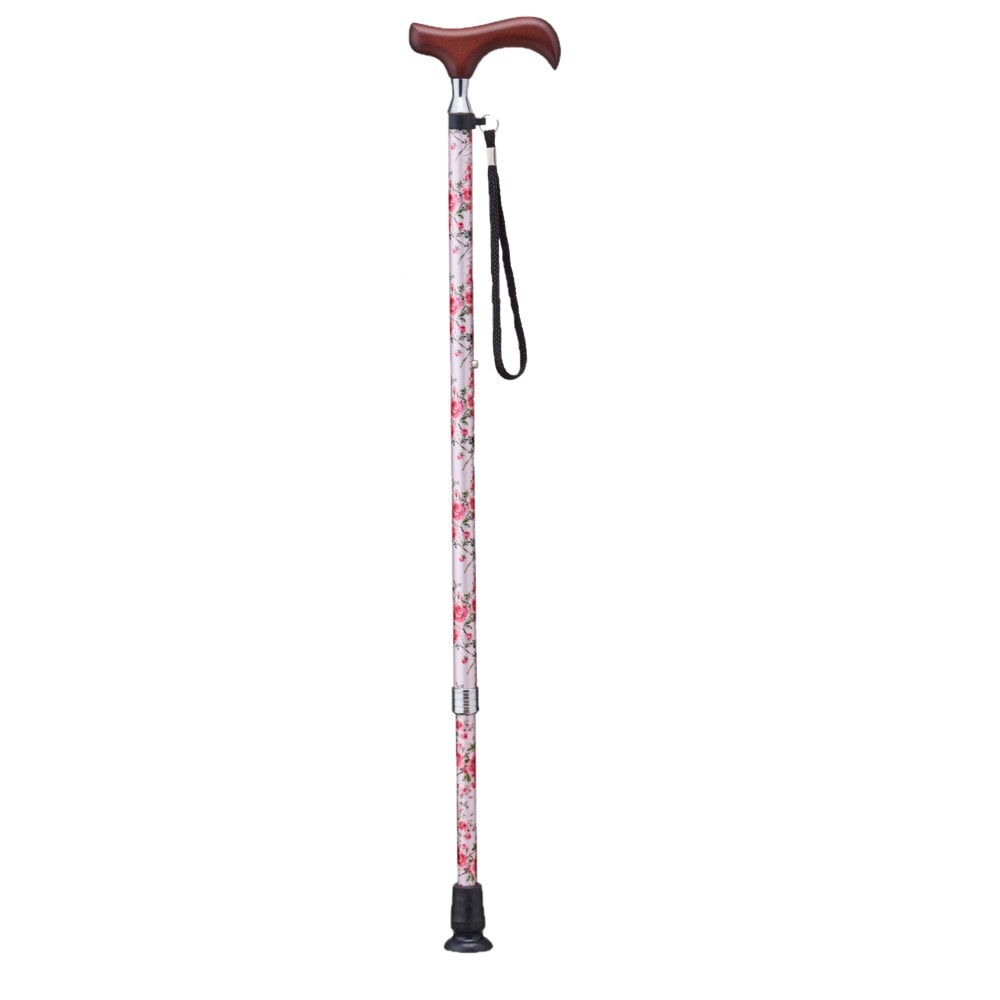 愛杖 伸縮タイプ 花柄・ピンク