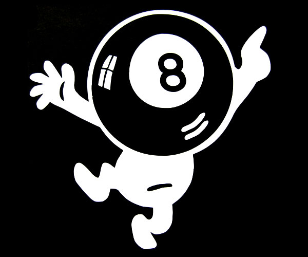 ステッカー 8ボールおやじ 全2色 ホワイト ブラック 車 バイク