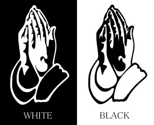 ちびステッカー 祈り 合掌 2色セット ホワイト ブラック 車 バイク