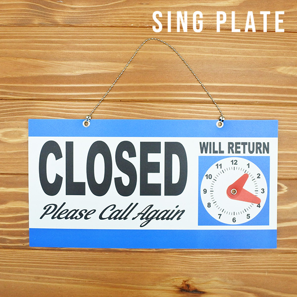 OPEN サイン OPEN&CLOSED 手動時計付き ブルー オープン クローズ