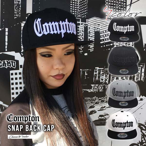 キャップ メンズ レディース #05 COMPTON ロゴ 刺繍 帽子 全4色 黒 白