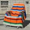 サラペ マルチカラー NO.31 メキシカン ラグ 大判 厚手 オレンジ ブルー メキシカンラグ MEXICO ブランケット エスニック ラグマット キャンプ アウトドア ラグ カバー シート 敷物 