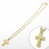 キリスト クロス チャーム ネックレス ゴールド ラインストーン 十字架 平型チェーン アクセサリー 首飾り ストリート 男女兼用 プレゼント おしゃれ ペンダント MEXICO メキシカン チカーノ