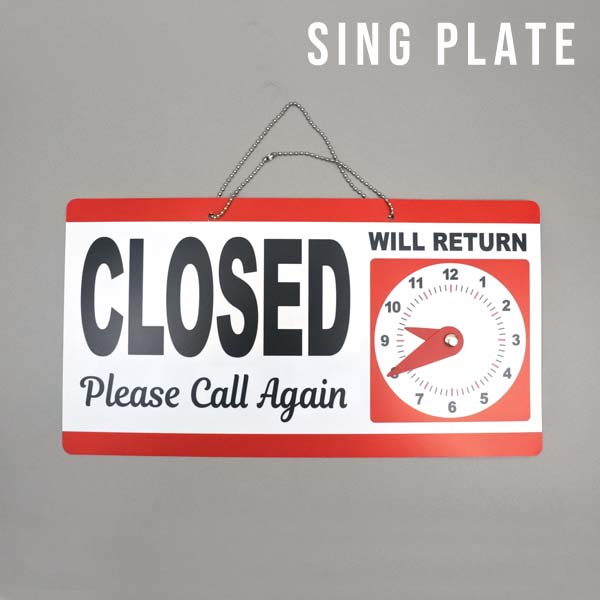 OPEN サイン OPEN&CLOSED 手動時計付き レッド オープン クローズ