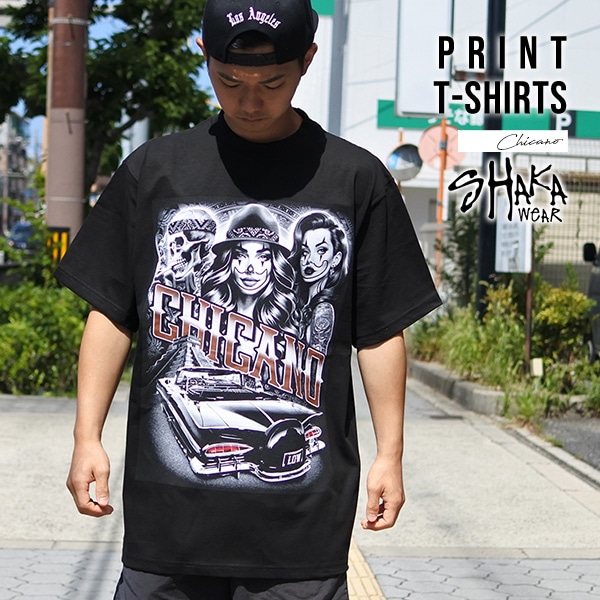 90s ヴィンテージTシャツ CHICANO/チカーノ スカル Tシャツ 半袖 メンズ CHICANO チカーノ チカーナ SHAKA シャカ