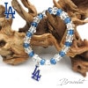 ドジャース ブレスレット MLB dodgers LA LOS ANGELES ロサンゼルス 大谷翔平 ブレス アクセサリー おしゃれ ブルー クリア ロゴ レディース ビーズ ゴム プレゼント キラ