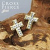 ピアス クロス CROSS 十字架 ラインストーン 小さめ ゴールド ゴールドプレーテッド シンプル かわいい キラキラ メンズ レディース ギャングスタイル アクセサリー ストリート プレゼント お