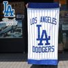 ドジャース ビーチタオル バスタオル ロゴ MLB dodgers LA LOS ANGELES ロサンゼルス 大谷翔平 ブルー ホワイト ストライプ 大判 プリント タオル おしゃれ プレゼント 夏