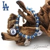 ドジャース ブレスレット MLB dodgers LA LOS ANGELES 大谷翔平 ロサンゼルス ブレス アクセサリー おしゃれ ブルー ロゴ レディース ビーズ ゴム プレゼント キラキラ メ