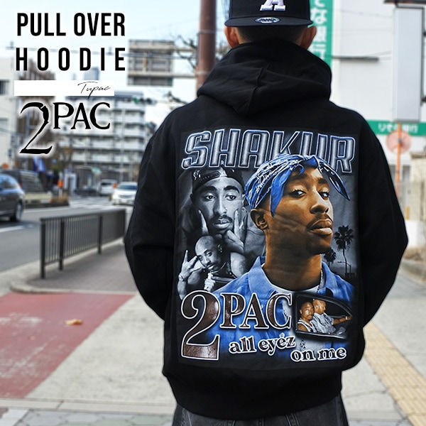パーカー メンズ 長袖 フーディー HOODIE 2PAC TUPAC ブラック