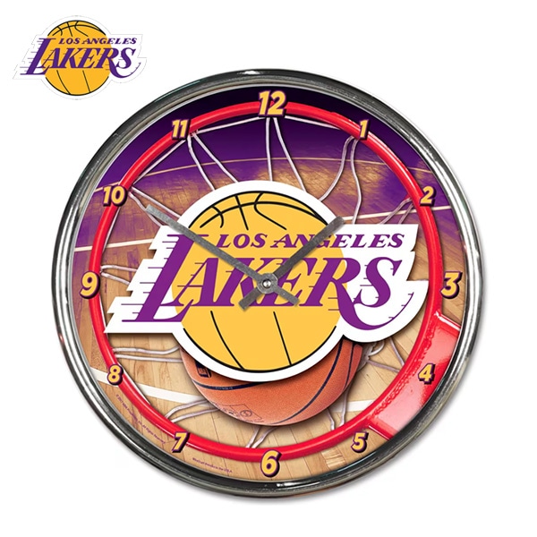 レイカーズ 壁掛け時計 NBA LOS ANGELES LAKERS ロサンゼルス ロゴ