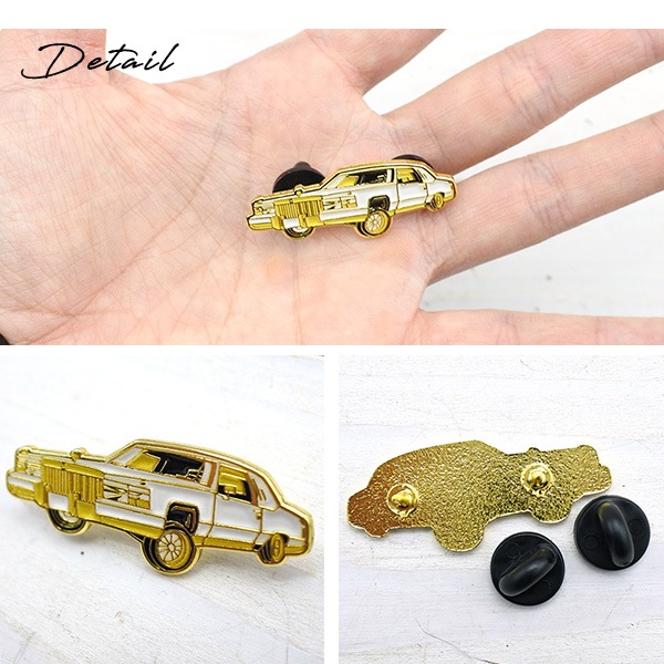 キャデラック CADILLAC ピンバッジ ホワイト ゴールド アメ車 おしゃれ