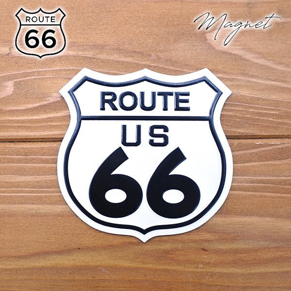 マグネット 磁石 ROUTE66 ルート66 ロゴ US 旧国道 ホワイト 大きめ
