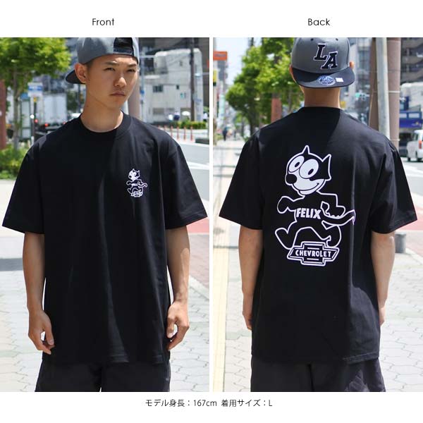 フィリックス着用  oversized クラシック ロゴ 半袖Tシャツ フィリックス シボレー Tシャツ メンズ 半袖 ブラック 黒 FELIX
