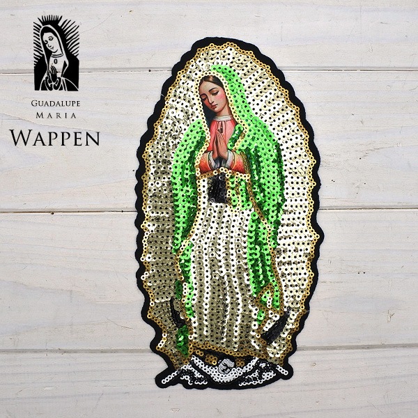 グアダルーペマリア ワッペン スパンコール 特大 Guadalupe maria