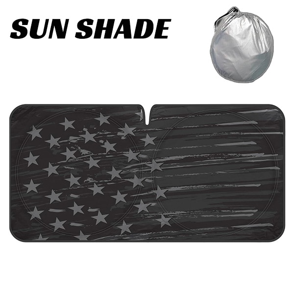モノクロ 星条旗 サンシェード USA 収納袋付き コンパクト 車用 日よけ