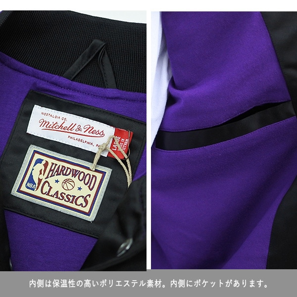 極美品 ミッチェルアンドネス レイカーズ スタジャン XXL相当 刺繍 ワッペン Mitchell&Ness NBA レイカーズ ジャケット Heavyweight Satin