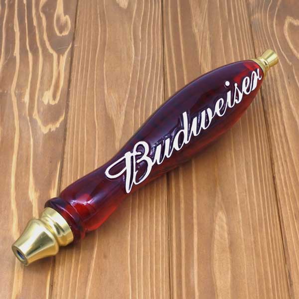 USED品 ビアサーバーノブ Budweiser クリア レッド 約29.5cm
