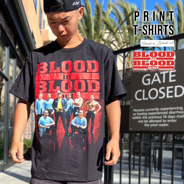 Tシャツ 半袖 メンズ ブラック BLOOD IN BLOOD OUT おしゃれ レッド