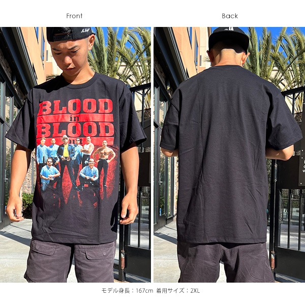 Tシャツ 半袖 メンズ ブラック BLOOD IN BLOOD OUT おしゃれ レッド