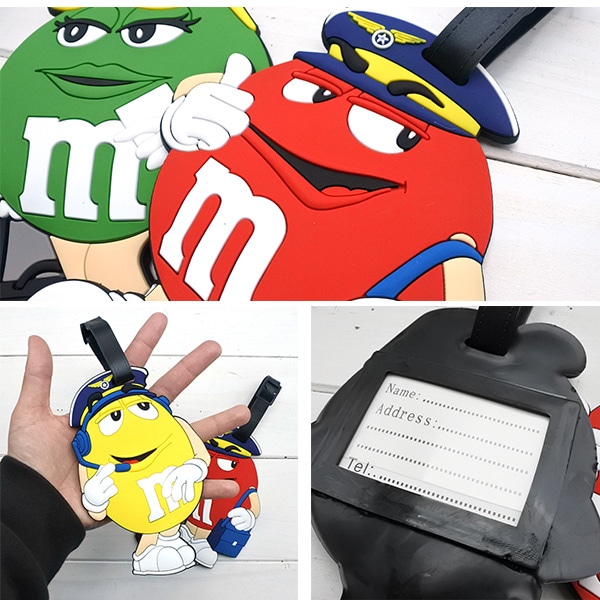 m&m's ラゲッジタグ 全4色 ネームタグ エムアンドエムズ ラバー素材
