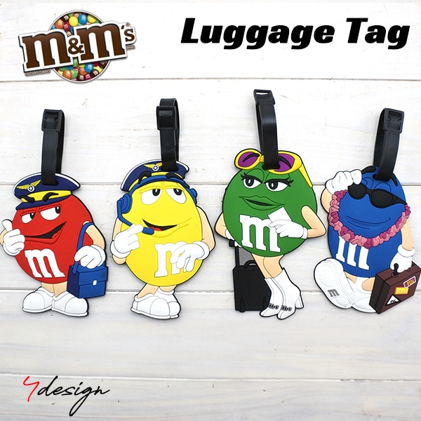 m&m's ラゲッジタグ 全4色 ネームタグ エムアンドエムズ ラバー素材