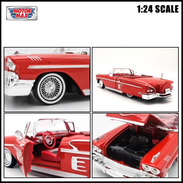 モーターマックス TL 1/24 '58 インパラ コンバーチブル - RED モーターマックス 1/24 1958 シボレー インパラ コンバーチブル
