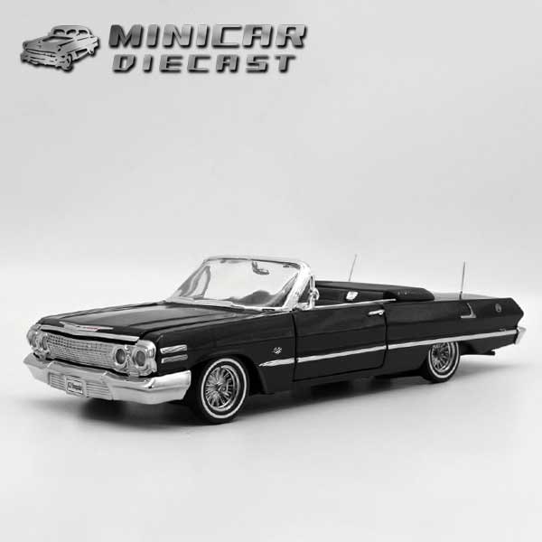 1/24 箱入り ミニカー 1963 Chevrolet Impala CONV. ブラック シボレー