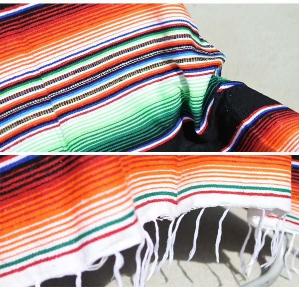 サラペ No.65 マルチカラー ブラック メキシカン ラグ 大判 メキシカン